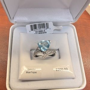 Genuine Sky Blue Blue Topaz and Diamond Ring
